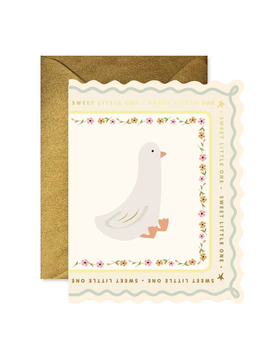 Sweet Little Goose Scallop Greeting Card