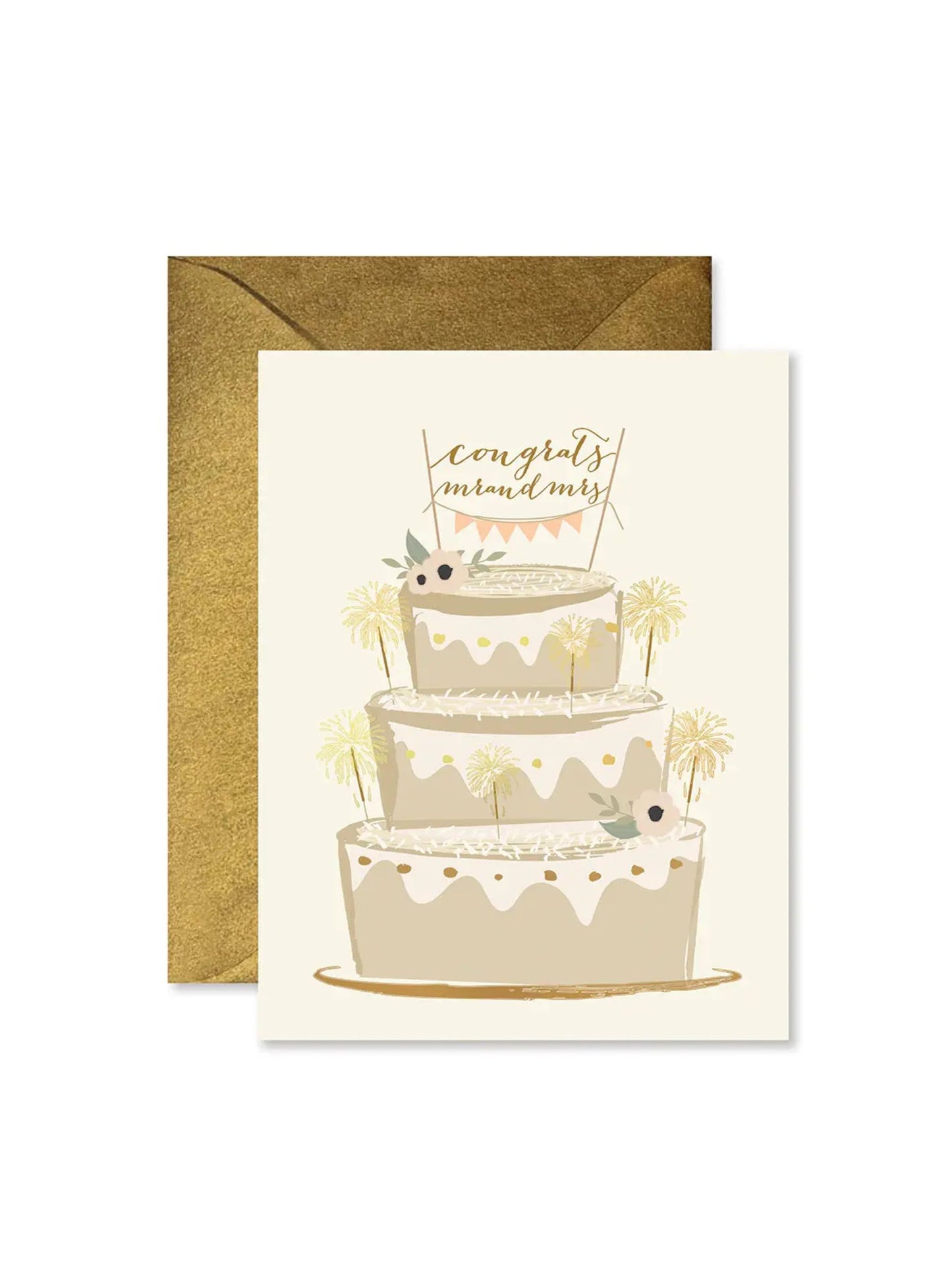 Sparkler Cake Wedding Greeting Card
