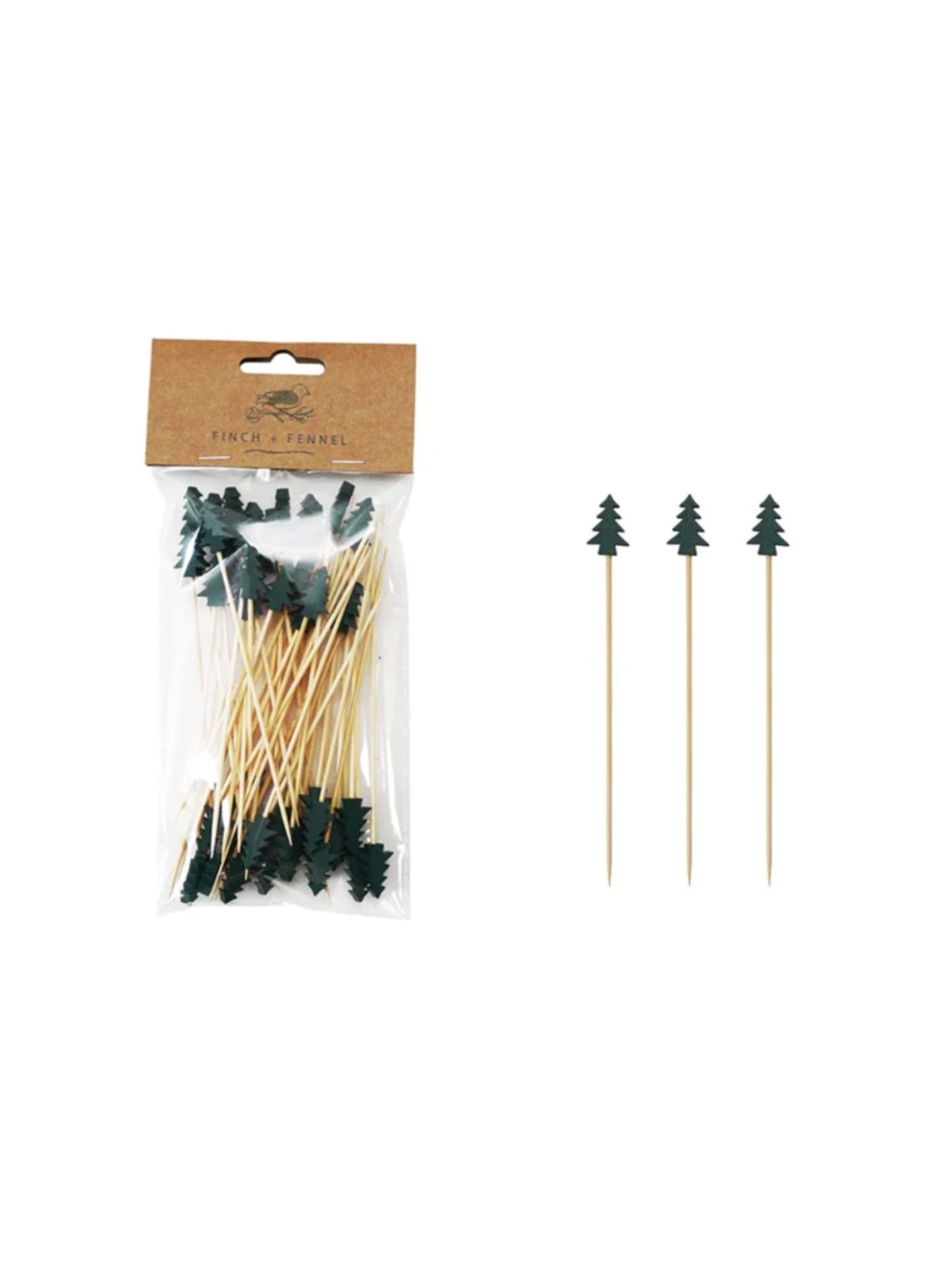5"L Bamboo Single Use Skewers w Tree Shaped Handles