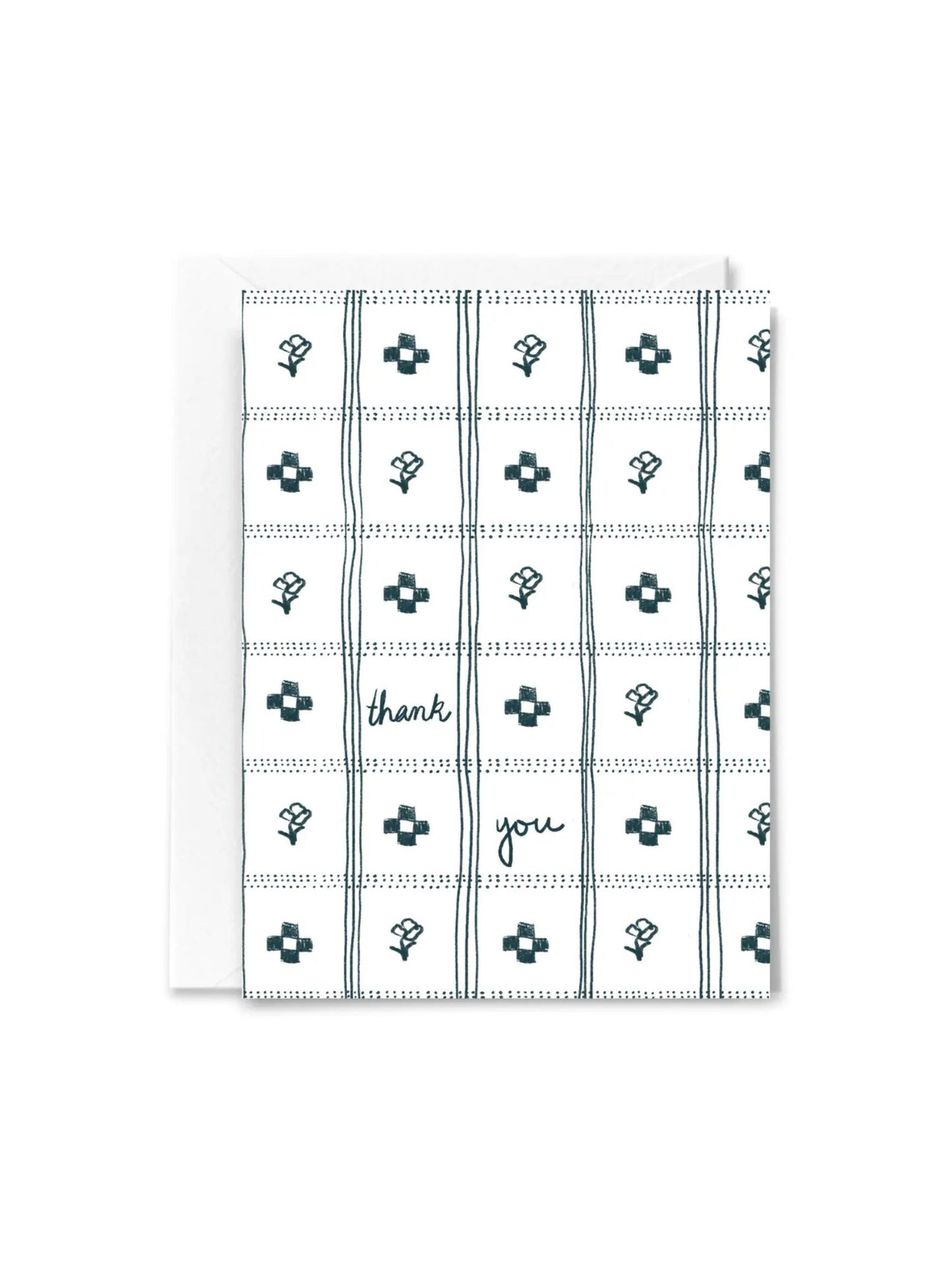 Flowers and Checks Thank You Card