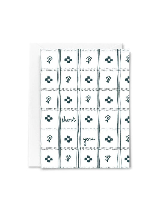 Flowers and Checks Thank You Card