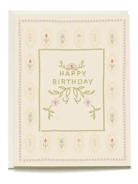 Cross-Stitch Birthday Greeting Card