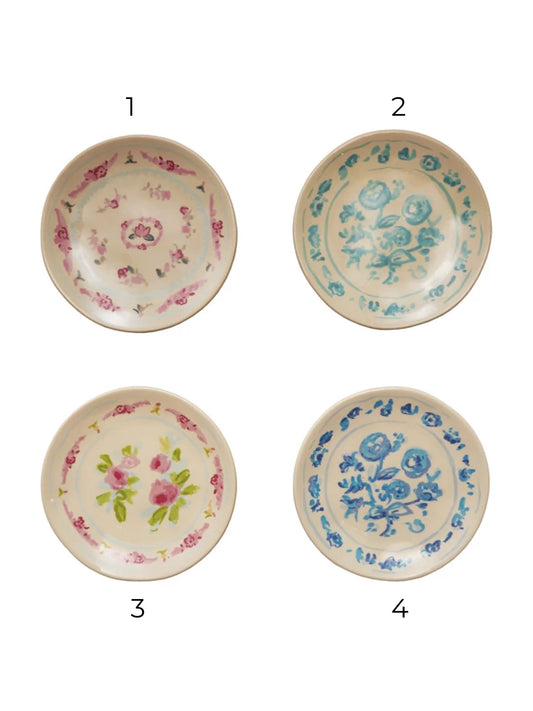 Stoneware Plate with Floral Image