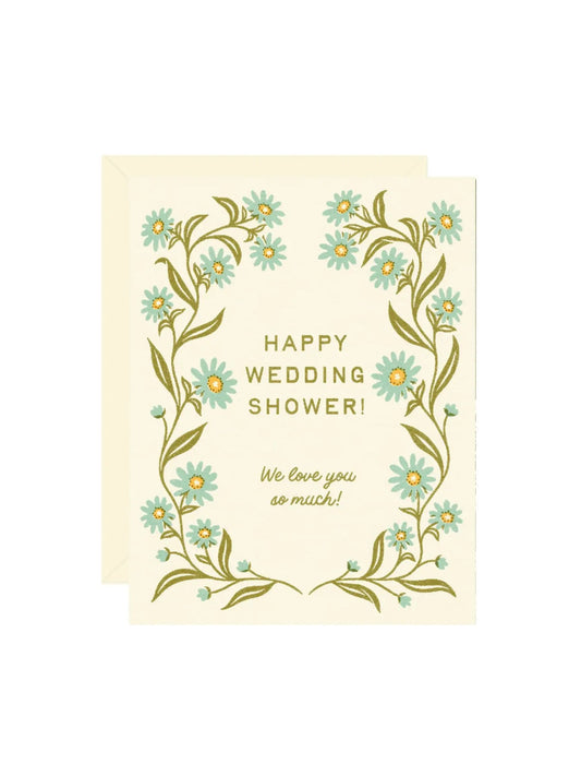 Wedding Shower Card - Blue Daisy Flowers