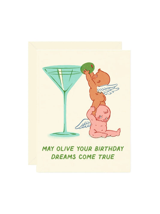 Martini Olive Dream Birthday Card