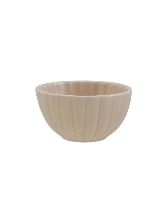 Cream Stoneware Ribbed Bowl