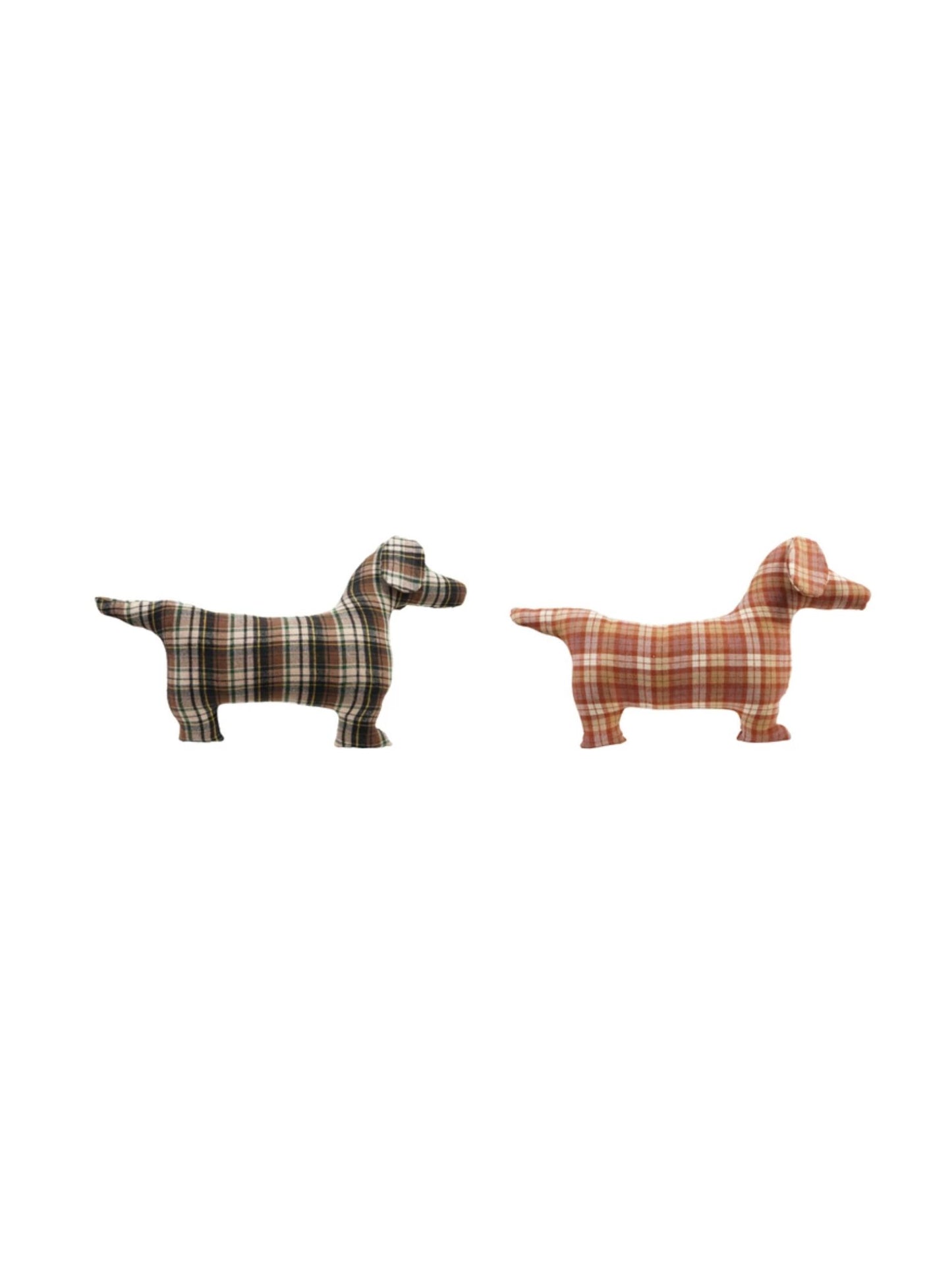 Fabric Dog Shaped Pillow with Plaid Pattern