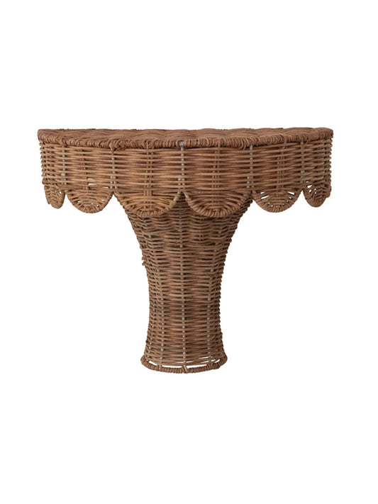 Hand-Woven Rattan Scalloped Wall Shelf - Pick Up Only