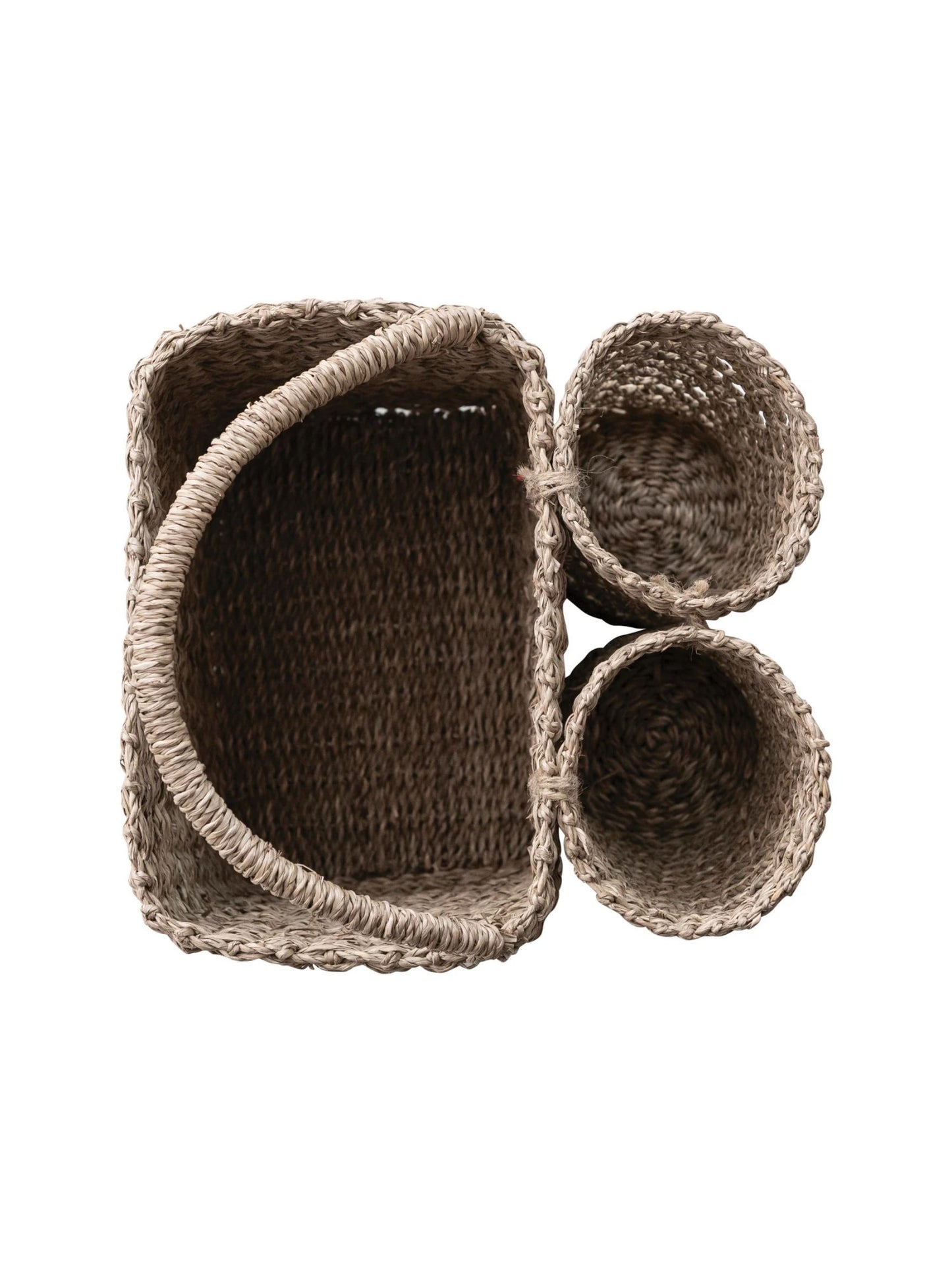 Hand-Woven Seagrass Basket with Handle - Pick Up Only