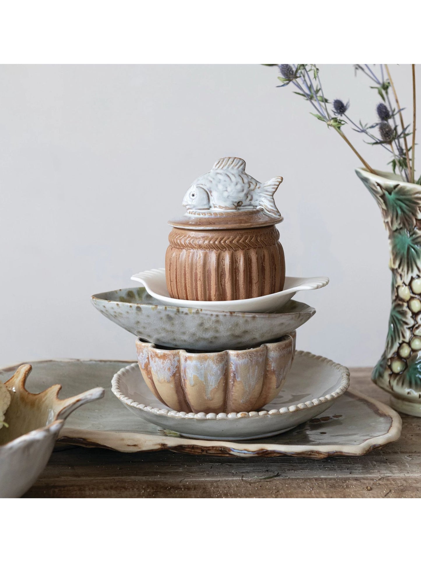 Stoneware Salt Cellar with Fish