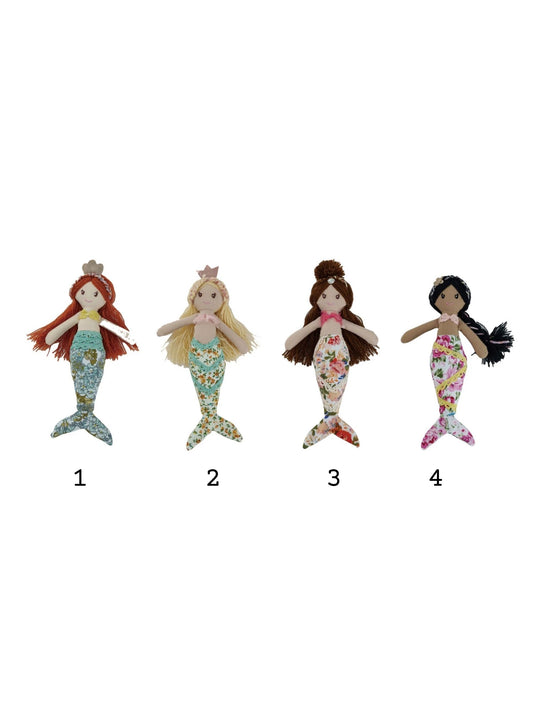 Fabric Mermaid Doll w/ Floral Pattern Tail