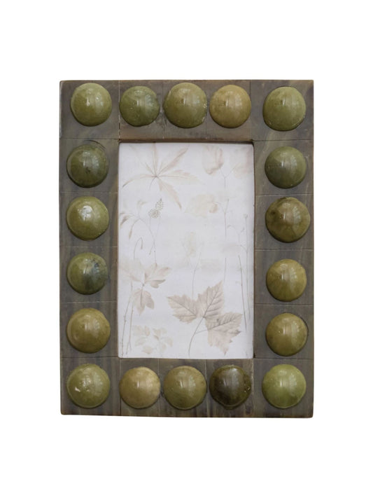 Handmade Marbled Resin Bobbin Photo Frame - 4x6 Photo