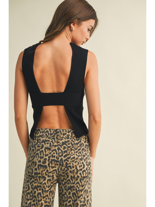 Sleeveless Knit Open Back Top