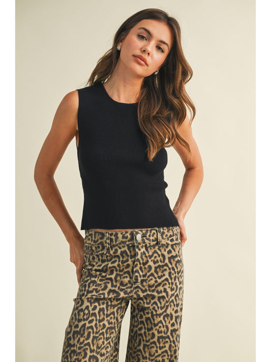 Sleeveless Knit Open Back Top