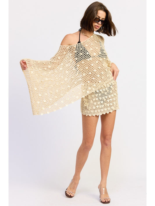 Shell Trim Crochet Poncho