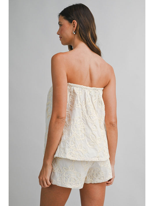 Embroidered Strapless Tube Top