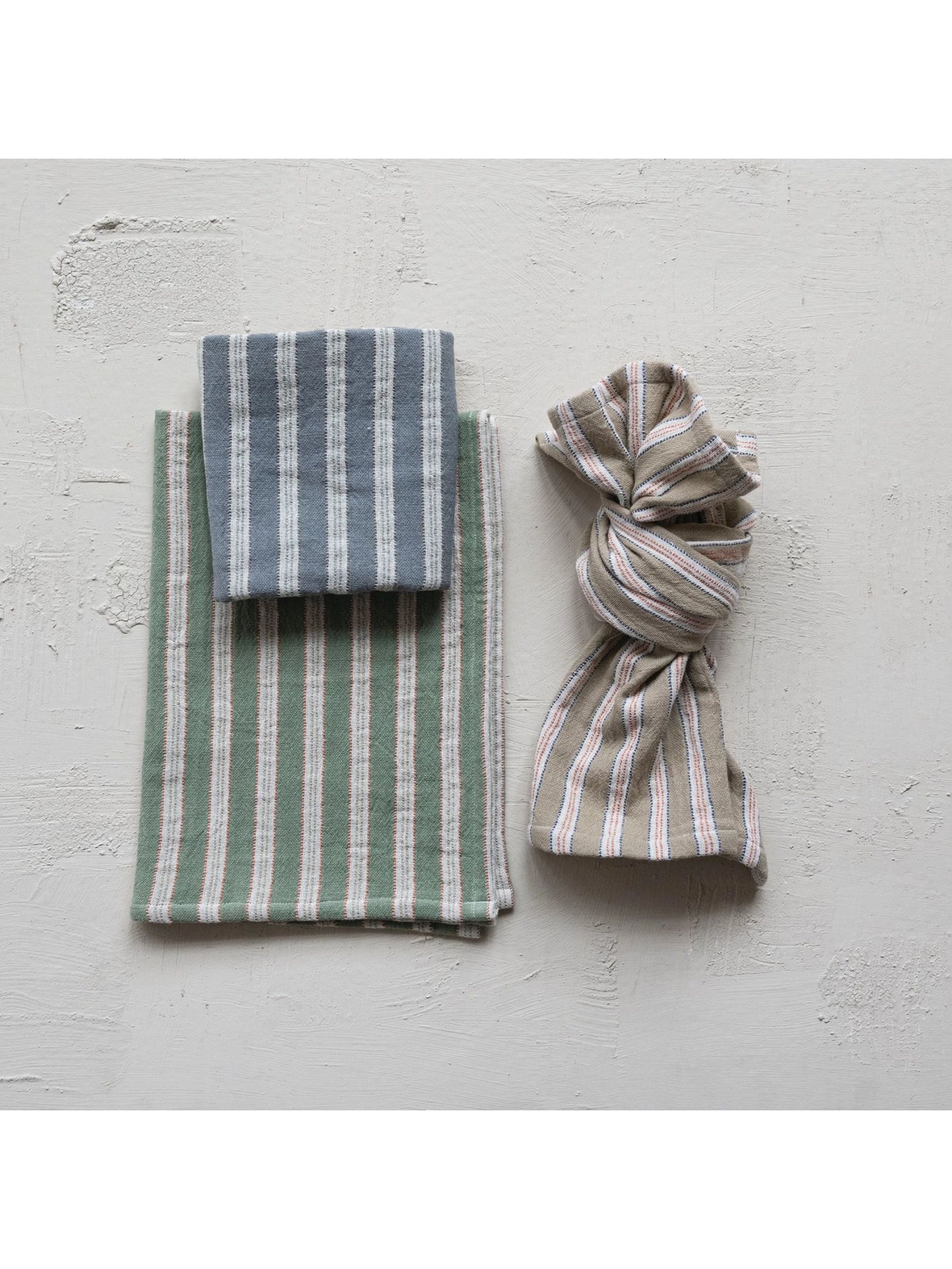 Woven Cotton Double Cloth Striped Tea Towel