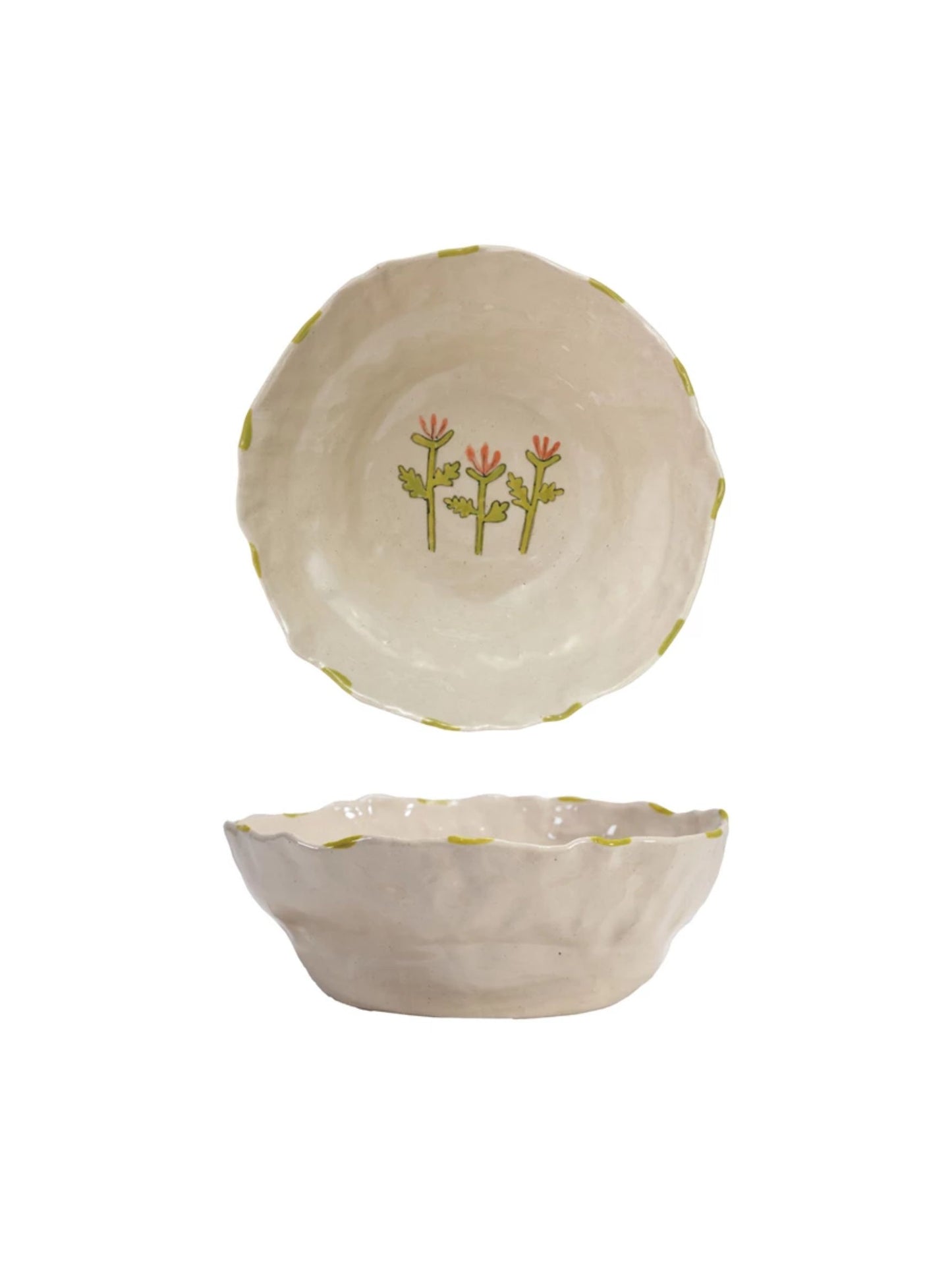 Hand-Painted Stoneware Serving Bowl