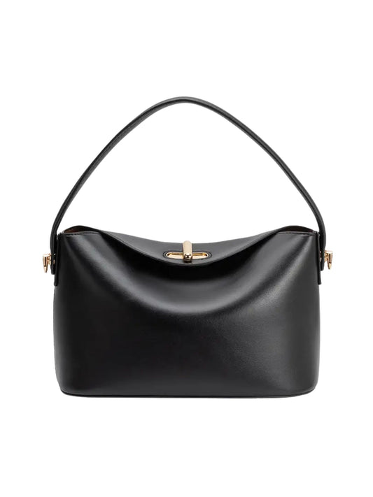 Lana Recycled Vegan Leather Crossbody Bag - Black
