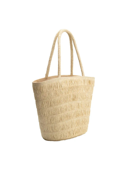 Sandy Straw Vegan Tote Bag - Natural