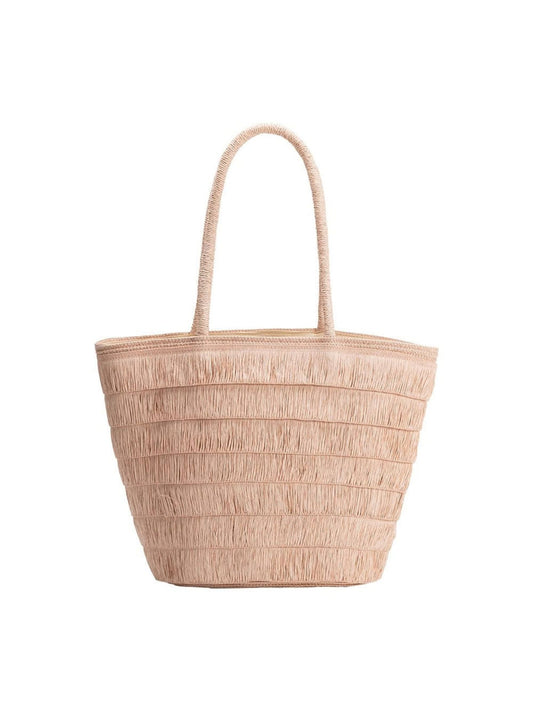 Sandy Straw Vegan Tote Bag - Blush