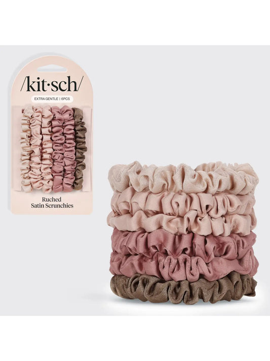 Ultra Petite Satin Scrunchies 6pc - Terracotta