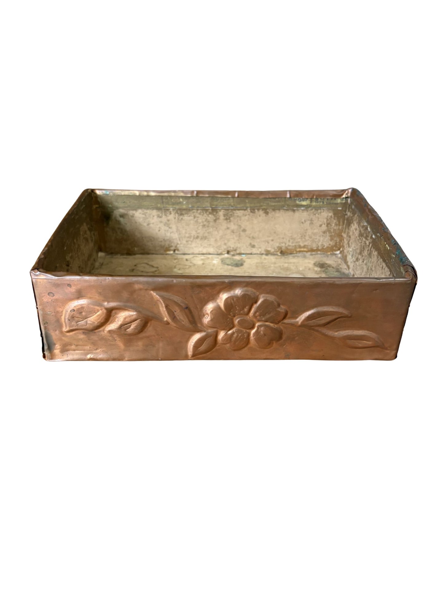 Vintage Handmade Copper Box w/ Floral Detail
