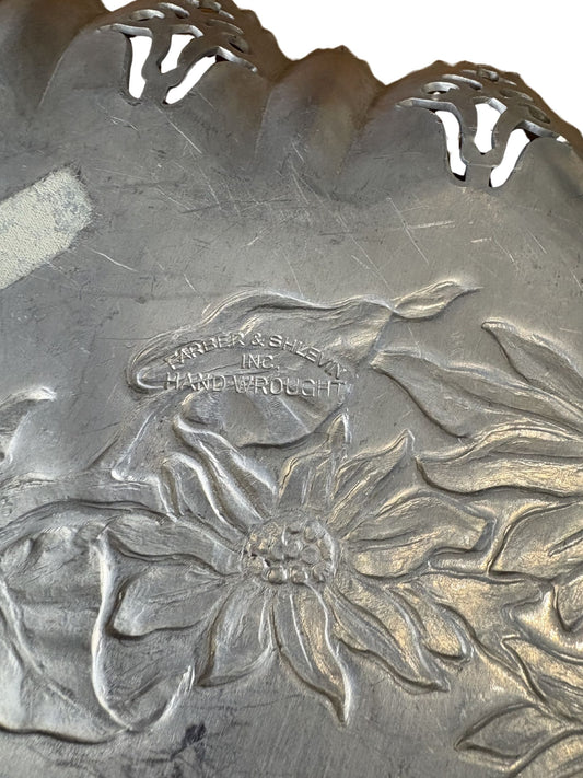 Vintage Hand Wrought Aluminum Floral Tray