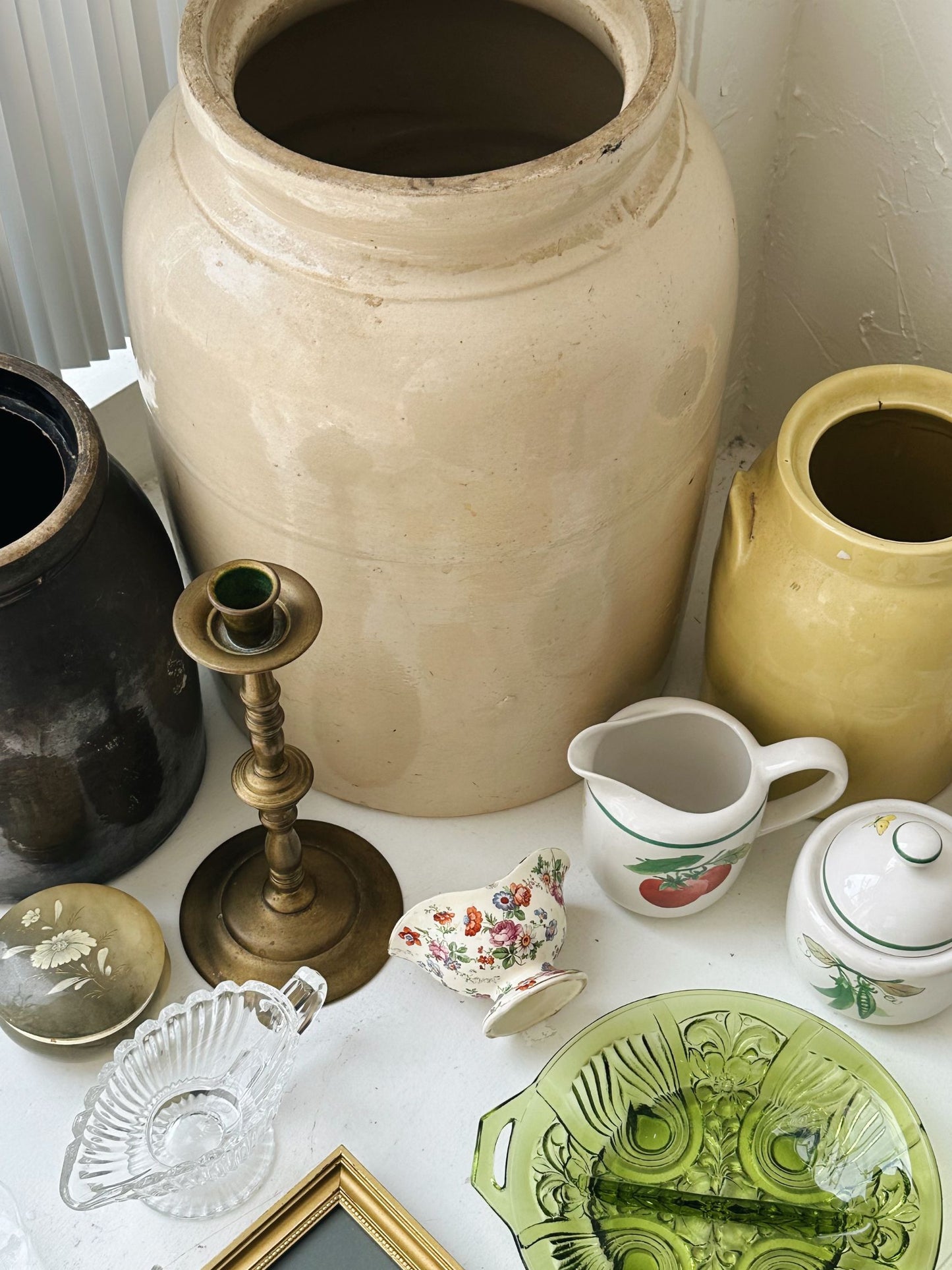 Vintage Large Cream Stoneware Crock - Pick Up Only