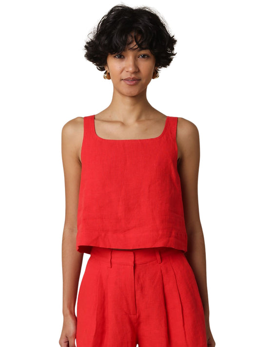 Lina Linen Crop Tank Top
