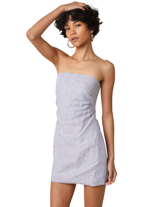 Marry Strapless Linen Mini Dress