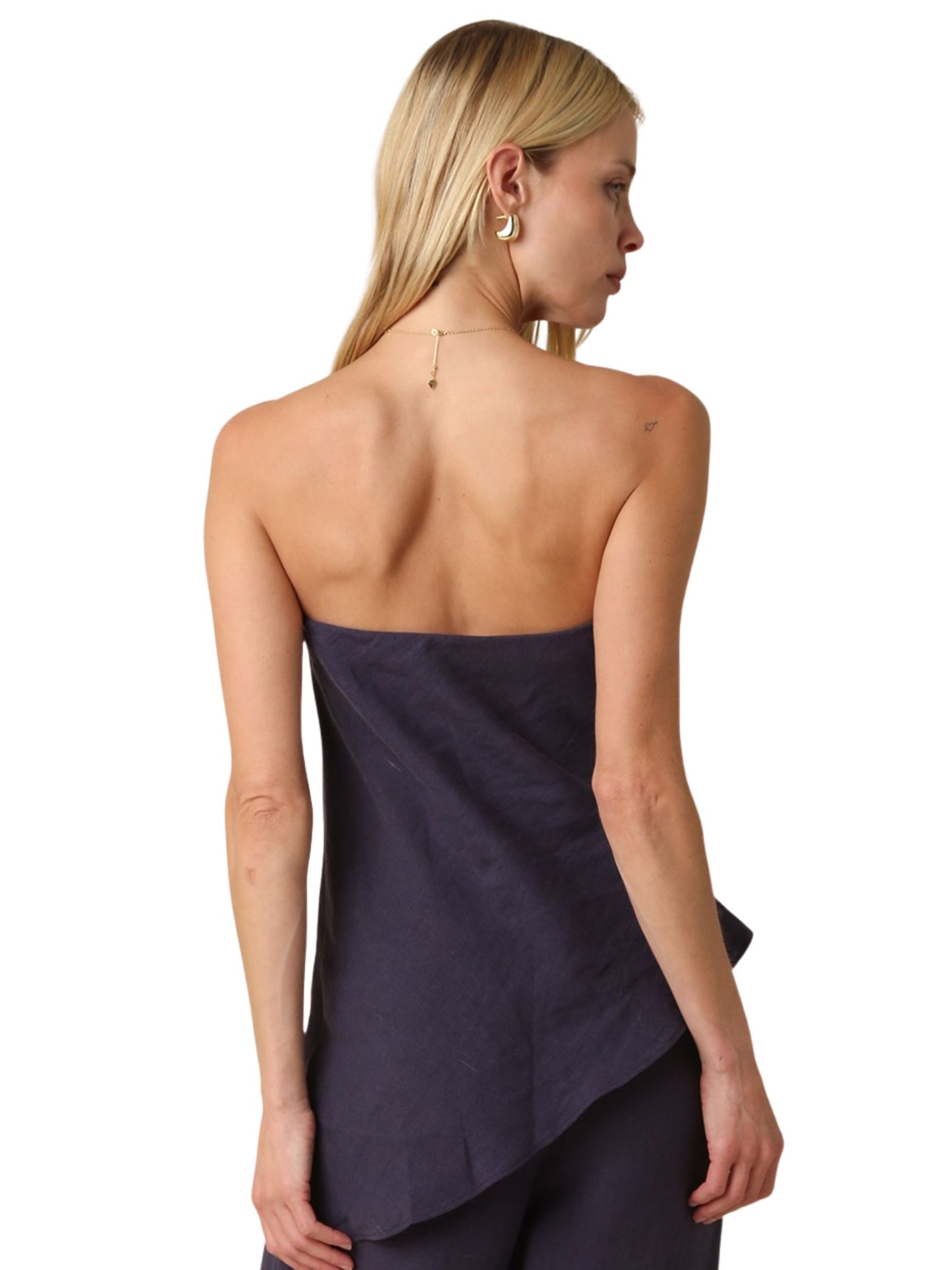 Rita Draped Strapless Linen Top