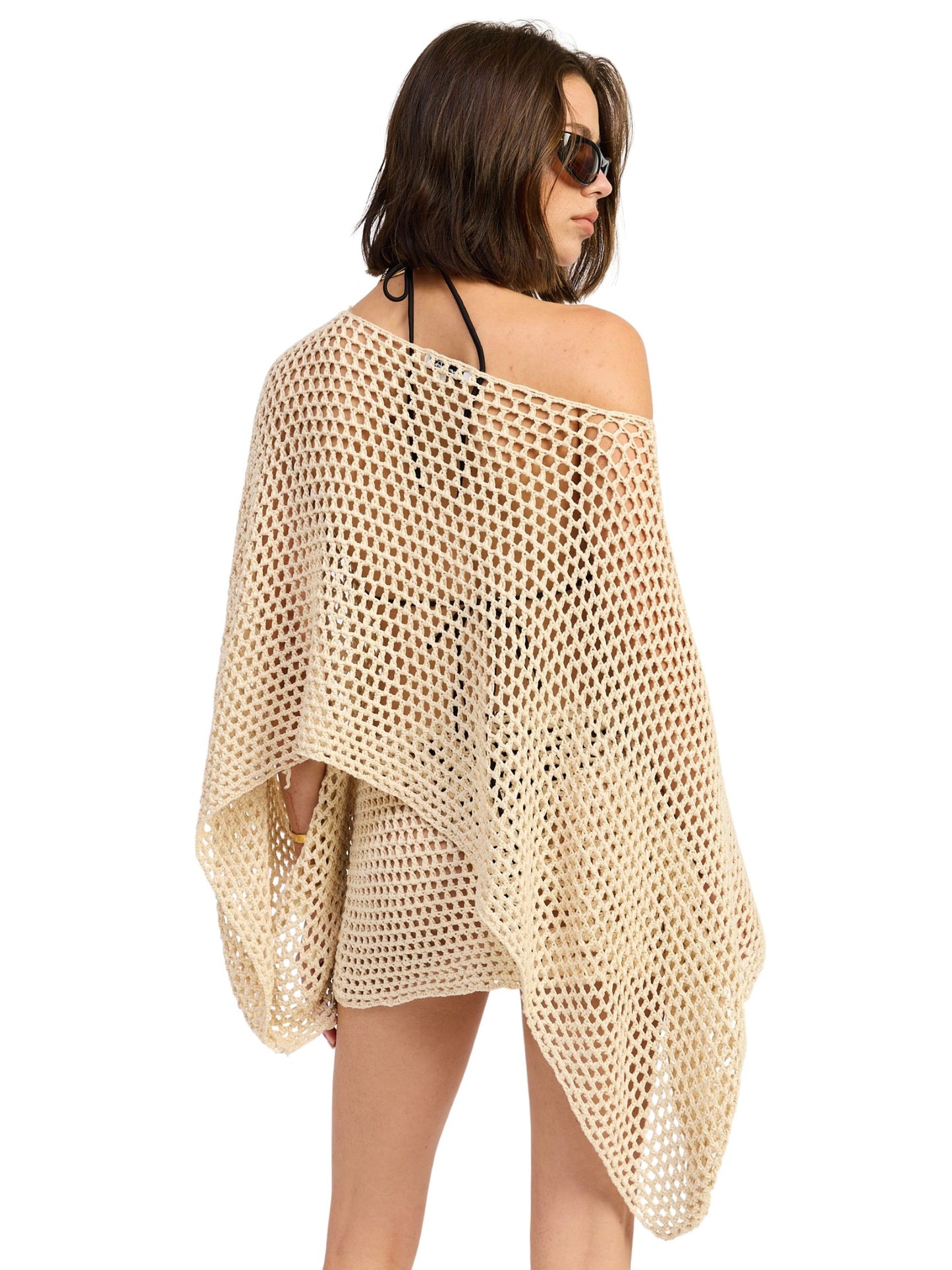 Shell Trim Crochet Poncho