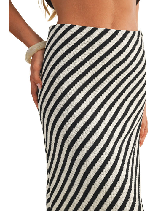 Diagonal Striped Knitted Skirt