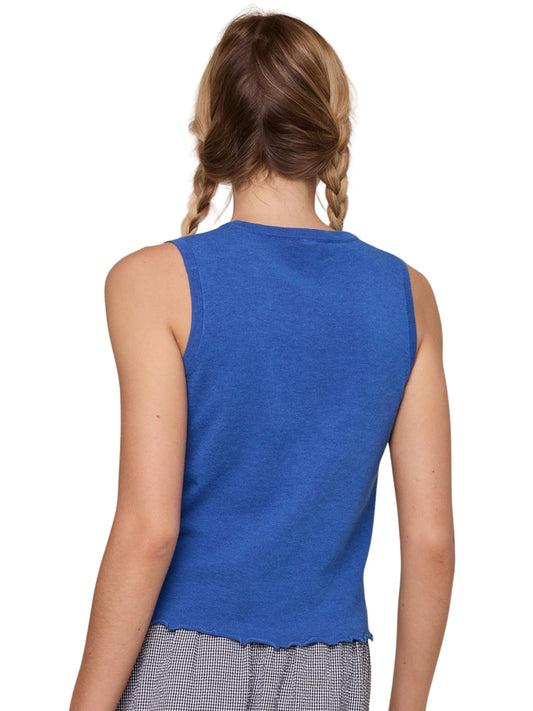 Lettuce Hem Button-up Sweater Tank
