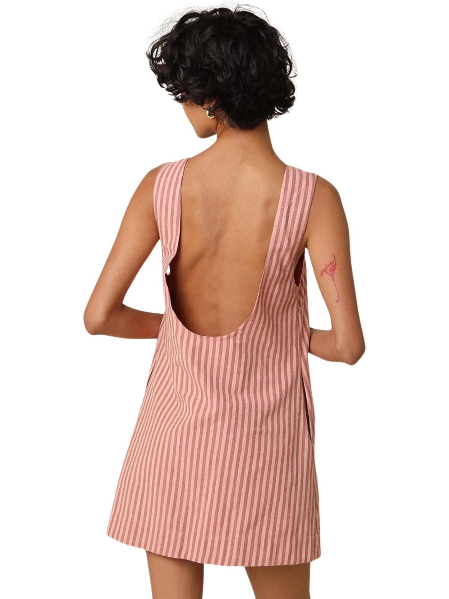 Charis Stripe Open-back Mini Dress