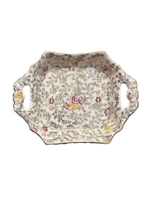 Vintage James Kent Ltd Floral Dish w/ Handles