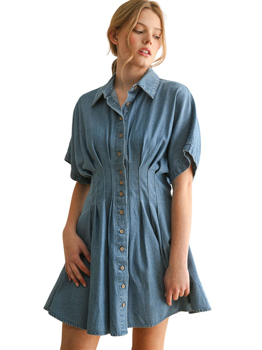 The Della Chambray Denim Button Up Dress