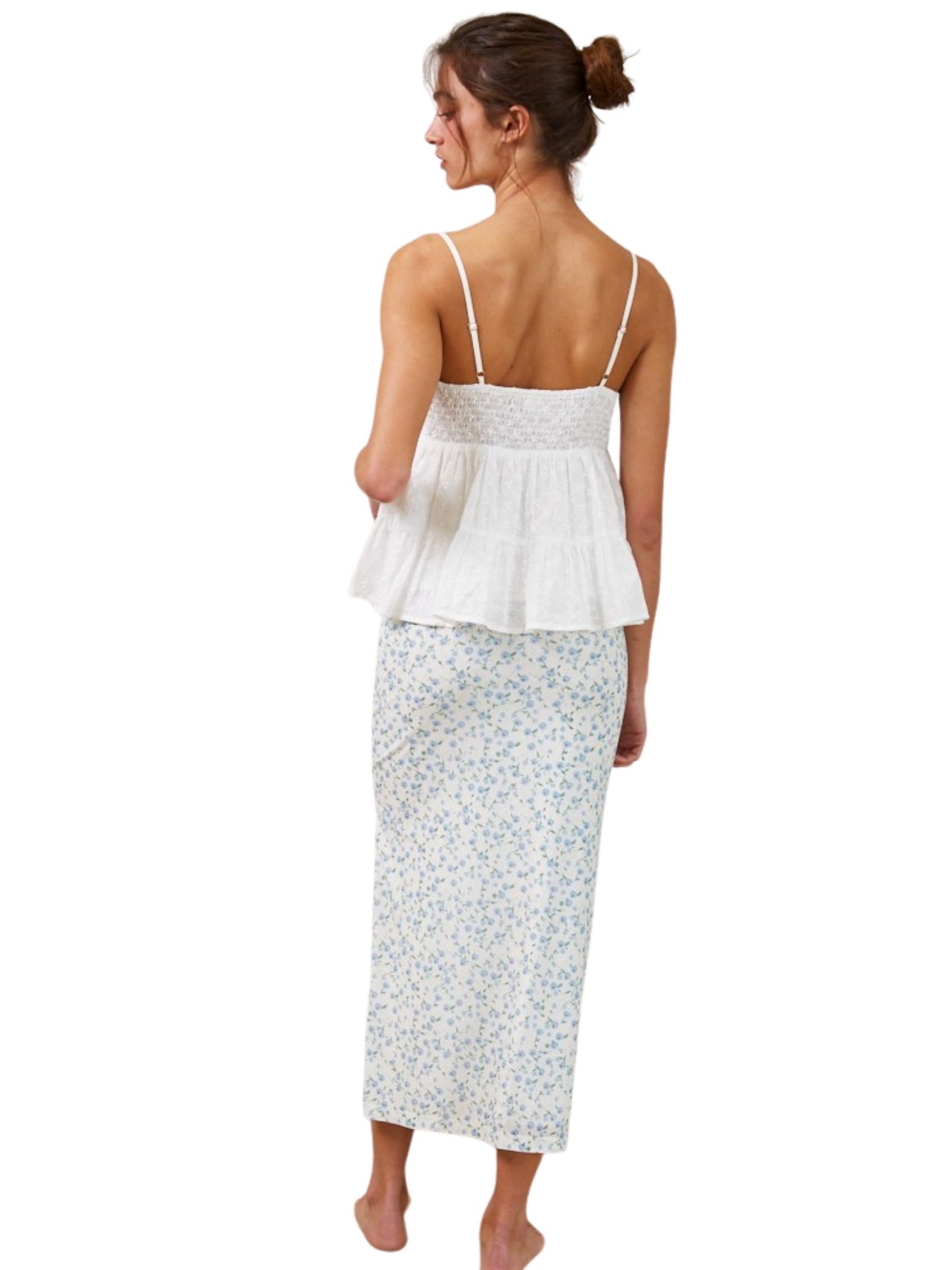 Kara Eyelet Lace Trim Cami Top
