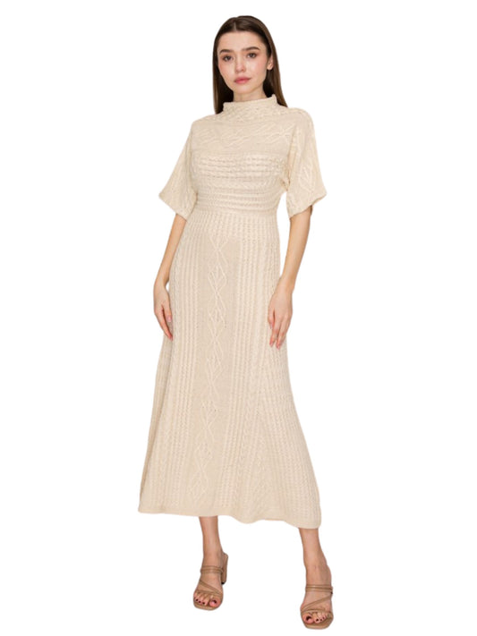 Cable Knit Mock Neck Maxi Dress