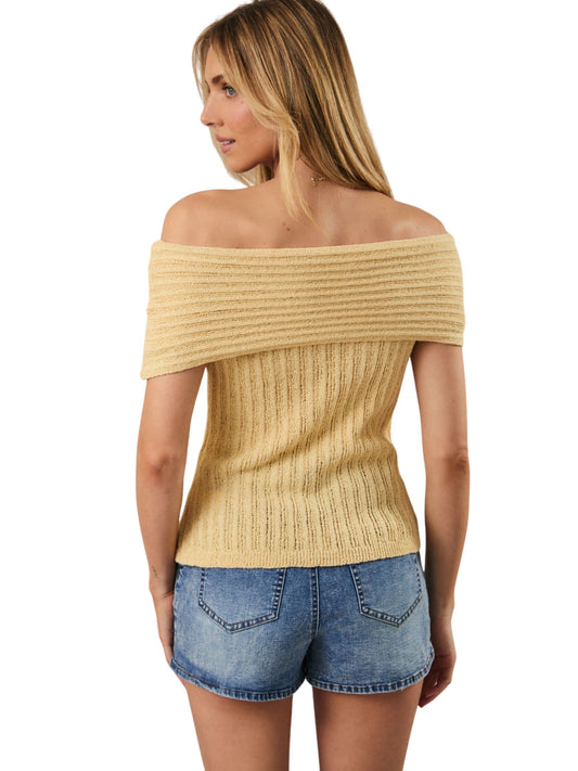 Off Shoulder Short Sleeve Sweater Top