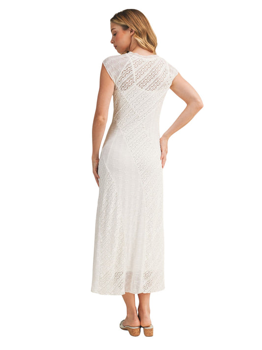 Cap Sleeve Mixed Lace Dress