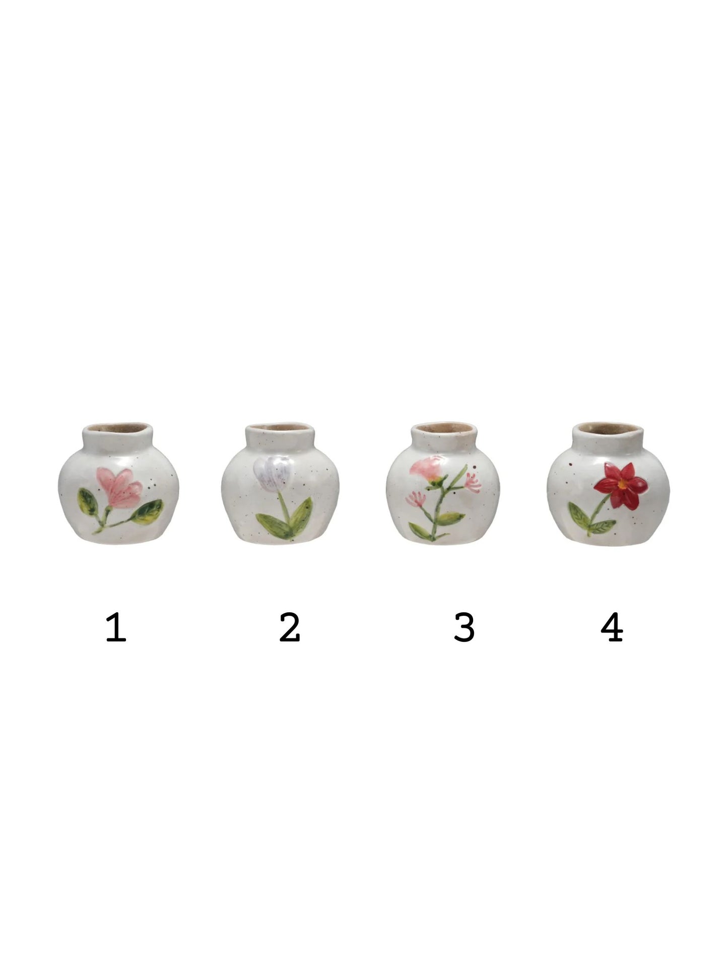 Hand-Painted Stoneware Vase w/ Flower