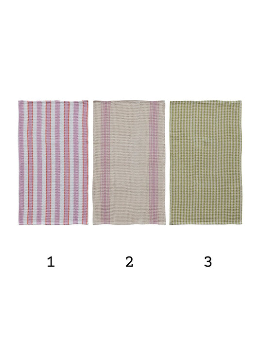 Cotton Waffle Weave Tea Towel with Stripes