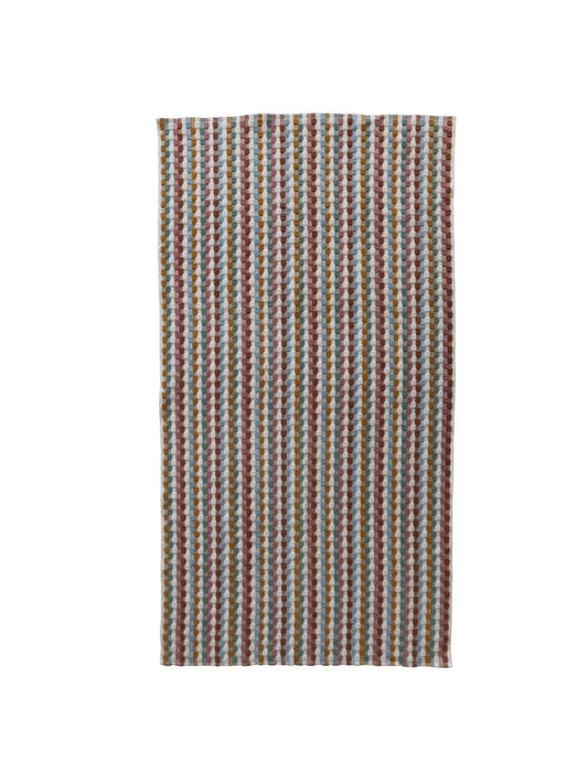 Woven Cotton Terry Bath Towel w/ Geometric Pattern & Loop