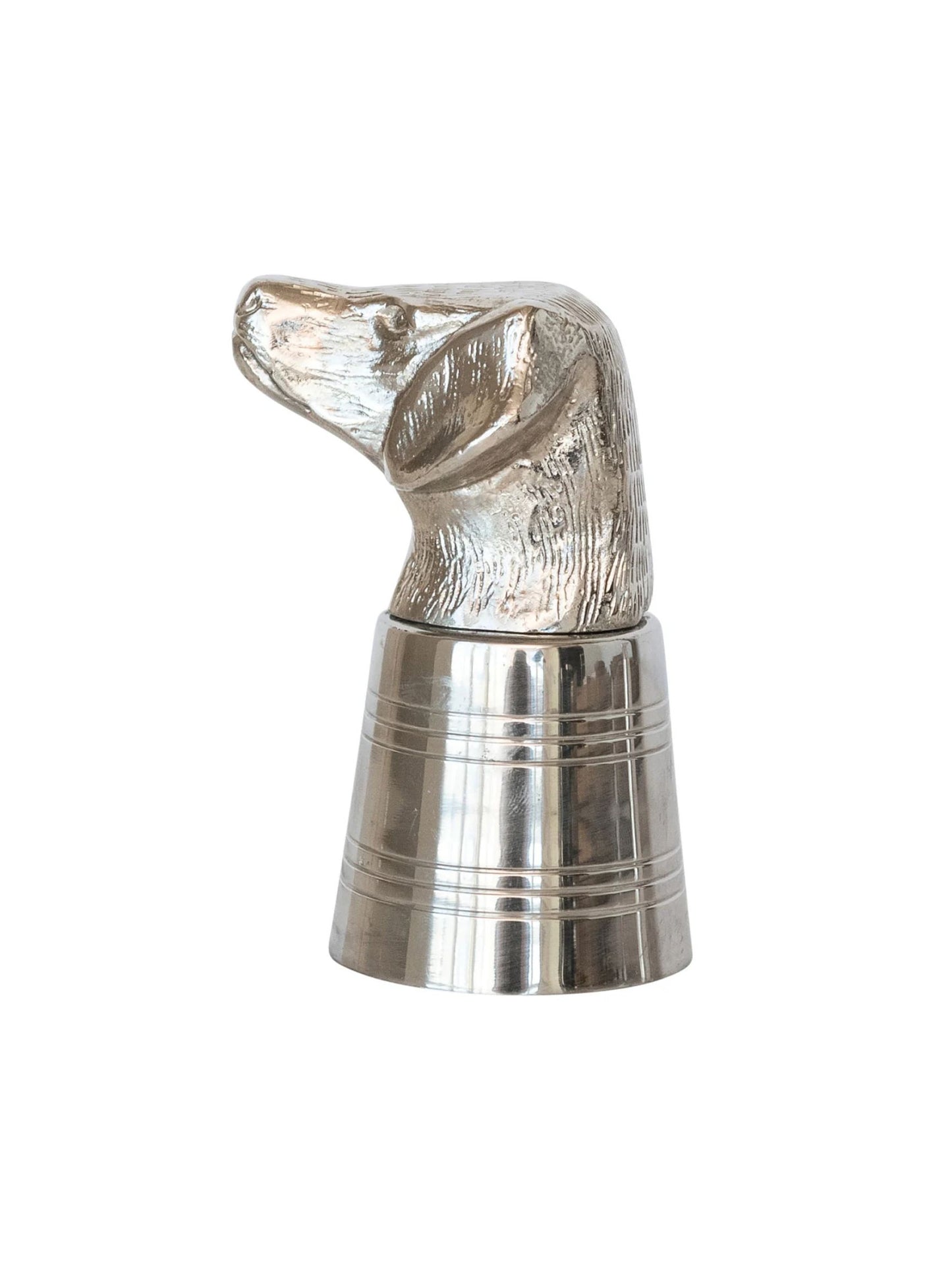 Cast Aluminum & Stainless Steel Dog Head Shot Glass w/ Box