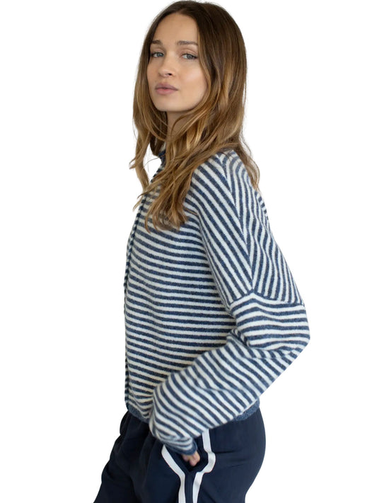 Piper Cardigan - Denim Mini Stripe