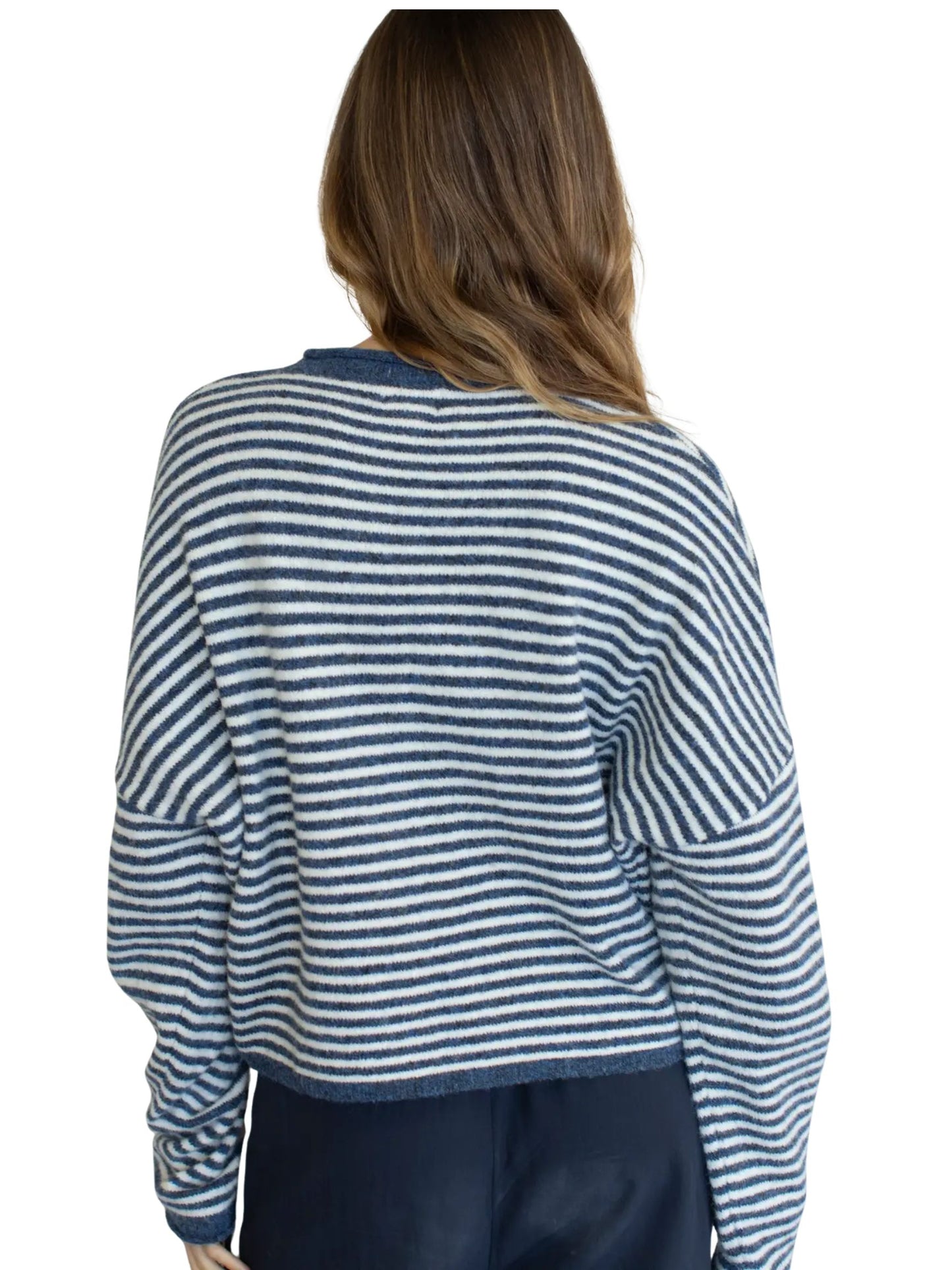 Piper Cardigan - Denim Mini Stripe
