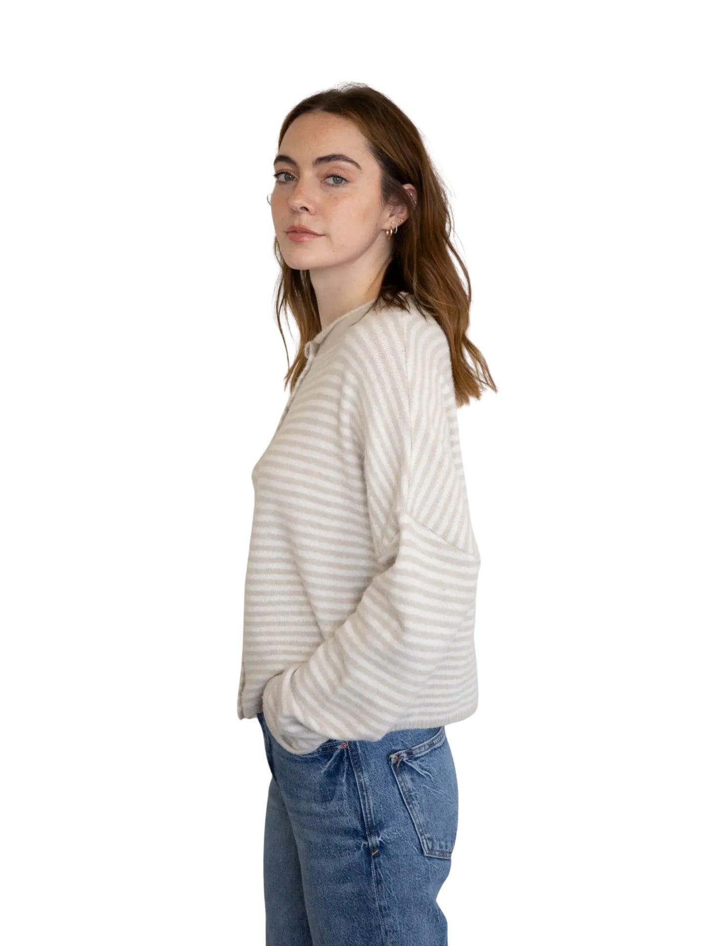 Piper Cardigan Mini Stripe - Cream