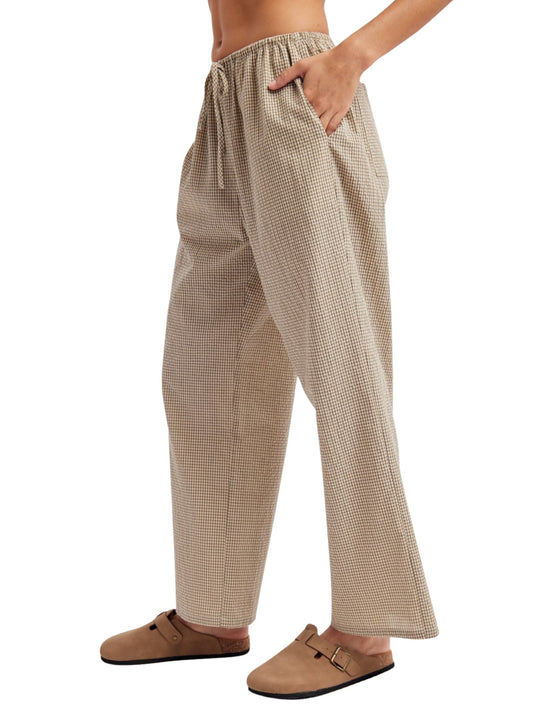 Plaid Woven Drawstring Pants